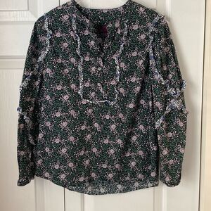 J. Crew‎ Ruffle sleeve blouse in mixed Franklyn floral XXS Green Liberty Print